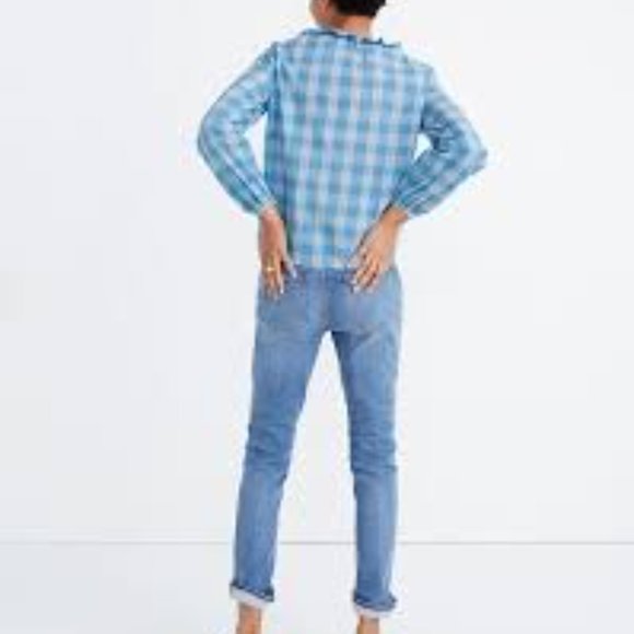 Madewell Colwell plaid Ruffle-Neck Top - Picture 7 of 7
